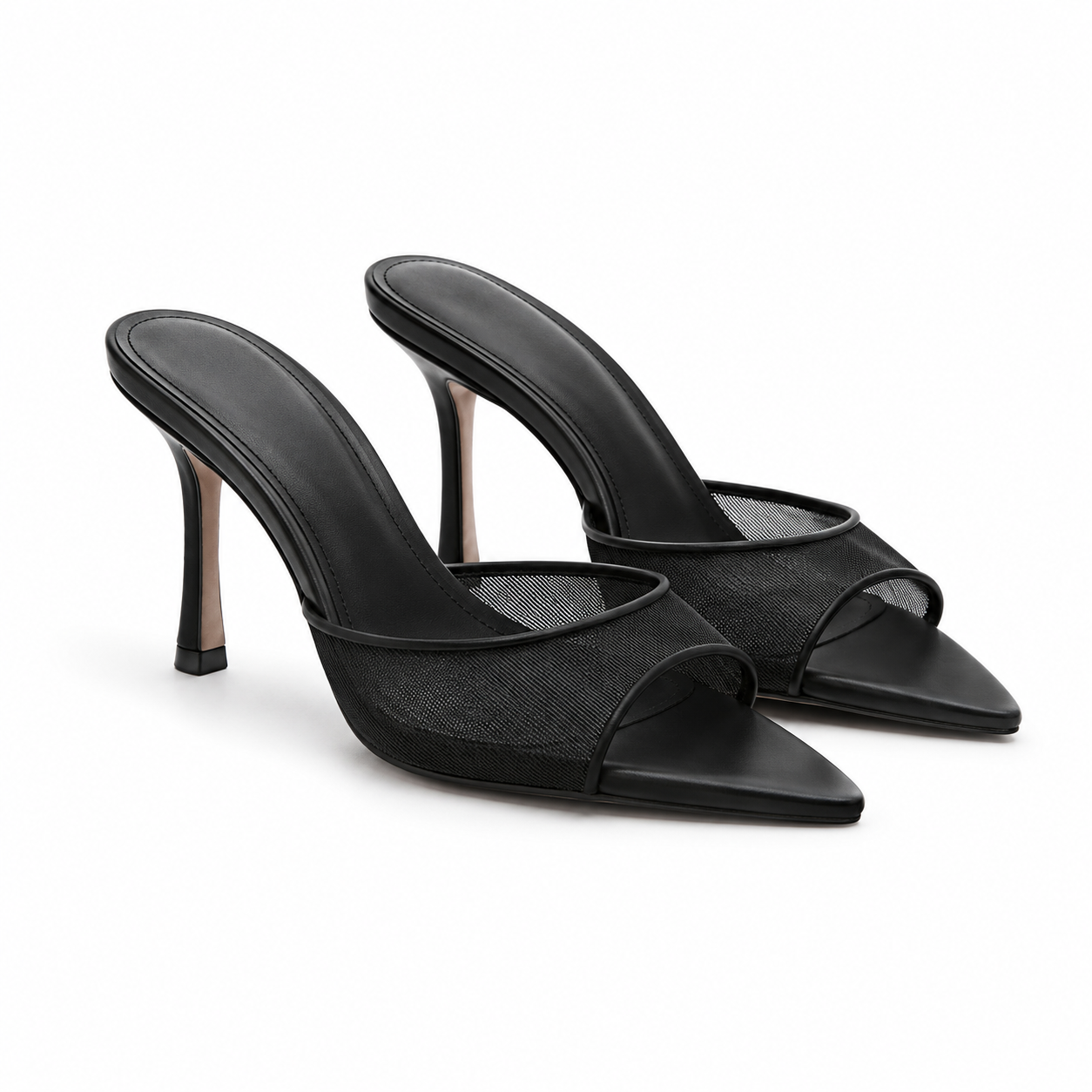 Noir Mesh Heels